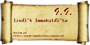 Izsák Immakuláta névjegykártya